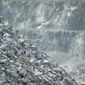 Pile of crushed grey rock